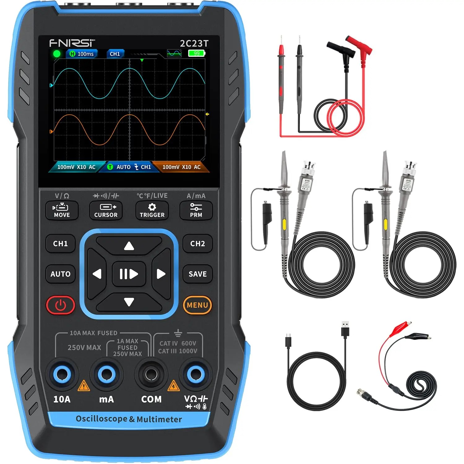 2C23T Портативный осциллограф- – обзор и цена Fnirsi Digital Oscilloscope Handheld