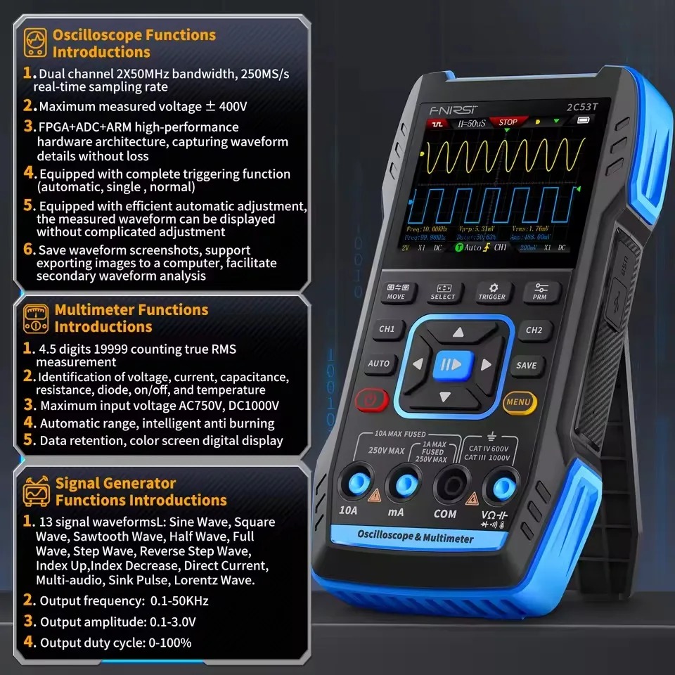 2C23T Портативный осциллограф- – обзор и цена Fnirsi Digital Oscilloscope Handheld